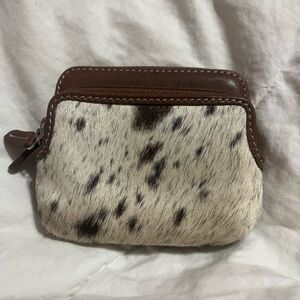 Brown and White Cowhide Coin Purse- NWOT